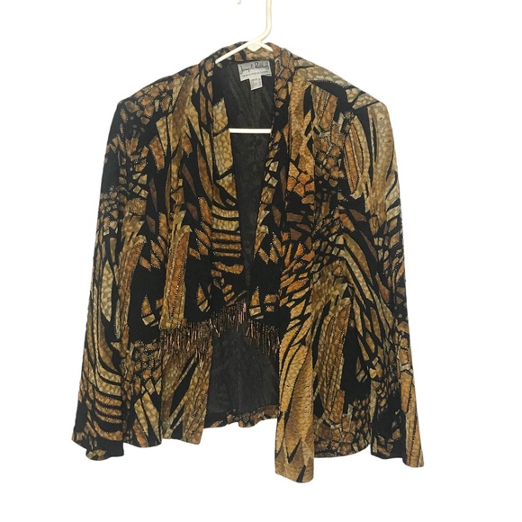 Retro Abstract Print Drape Jacket/Kimono Jacket/Abstract Metallic Open Front - Picture 1 of 16
